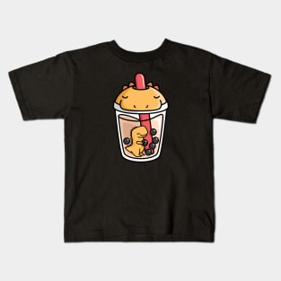 Bubble Tea with Cute Kawaii T-Rex Inside Kids T-Shirt